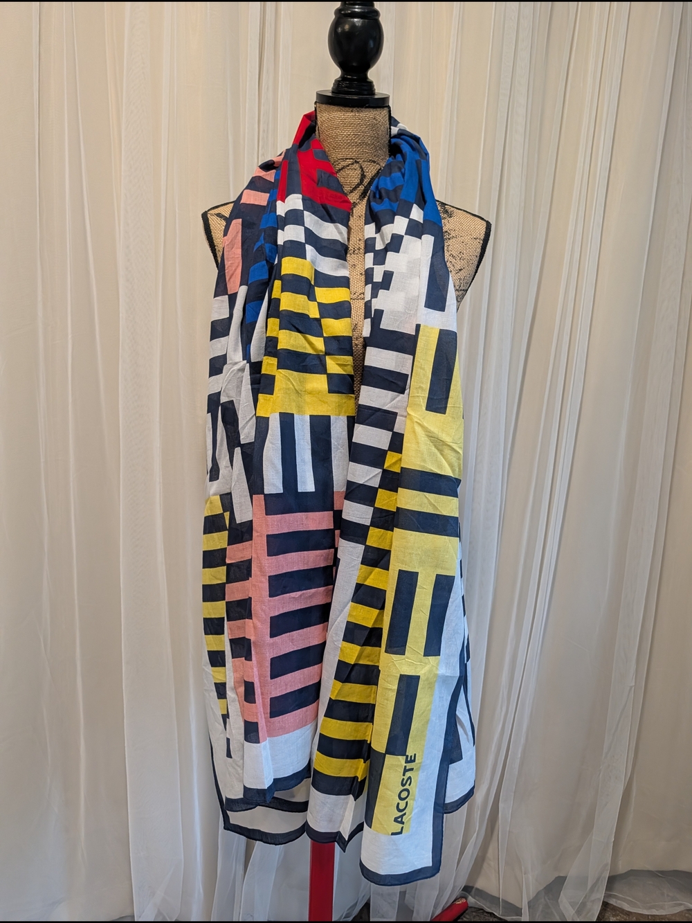 Lacoste Geometric Stripe Scarf